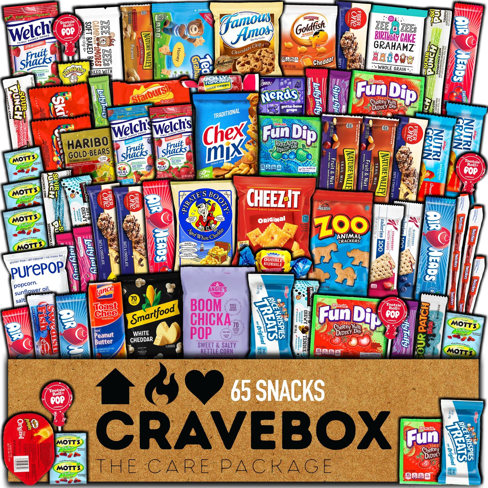 CRAVEBOX Snacks Variety Pack for Adults (65 Count) Easter Candy Cookies Chips Care Package - Gifts for Men Birthday Boys Guys Girls Women - Snack Box for Kids