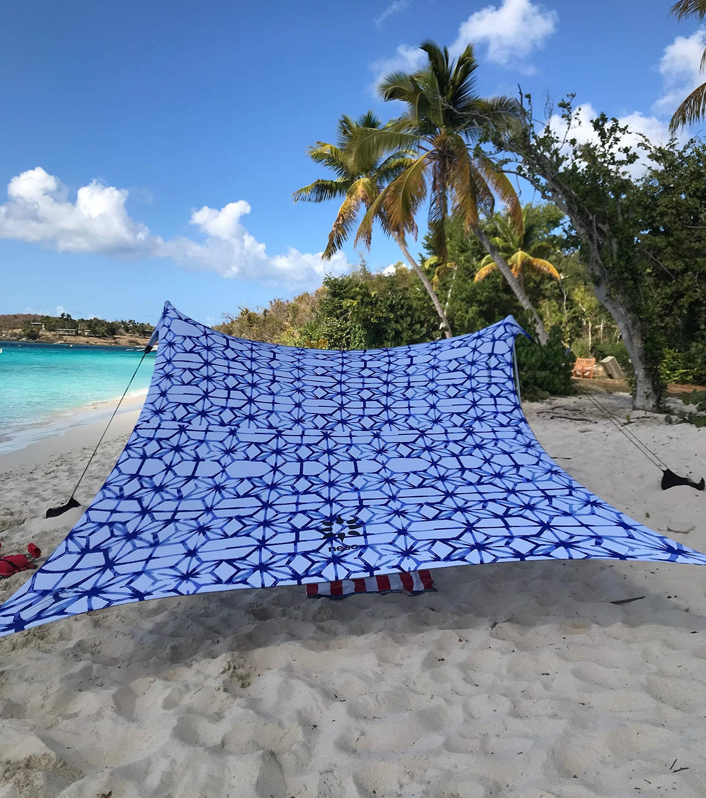 Neso Tents Grande Beach Tent, 2.1 m(7ft) Tall, 2.7m(9ft) x 2.7m(9ft), Reinforced Corners and Cooler Pocket (Shibori)