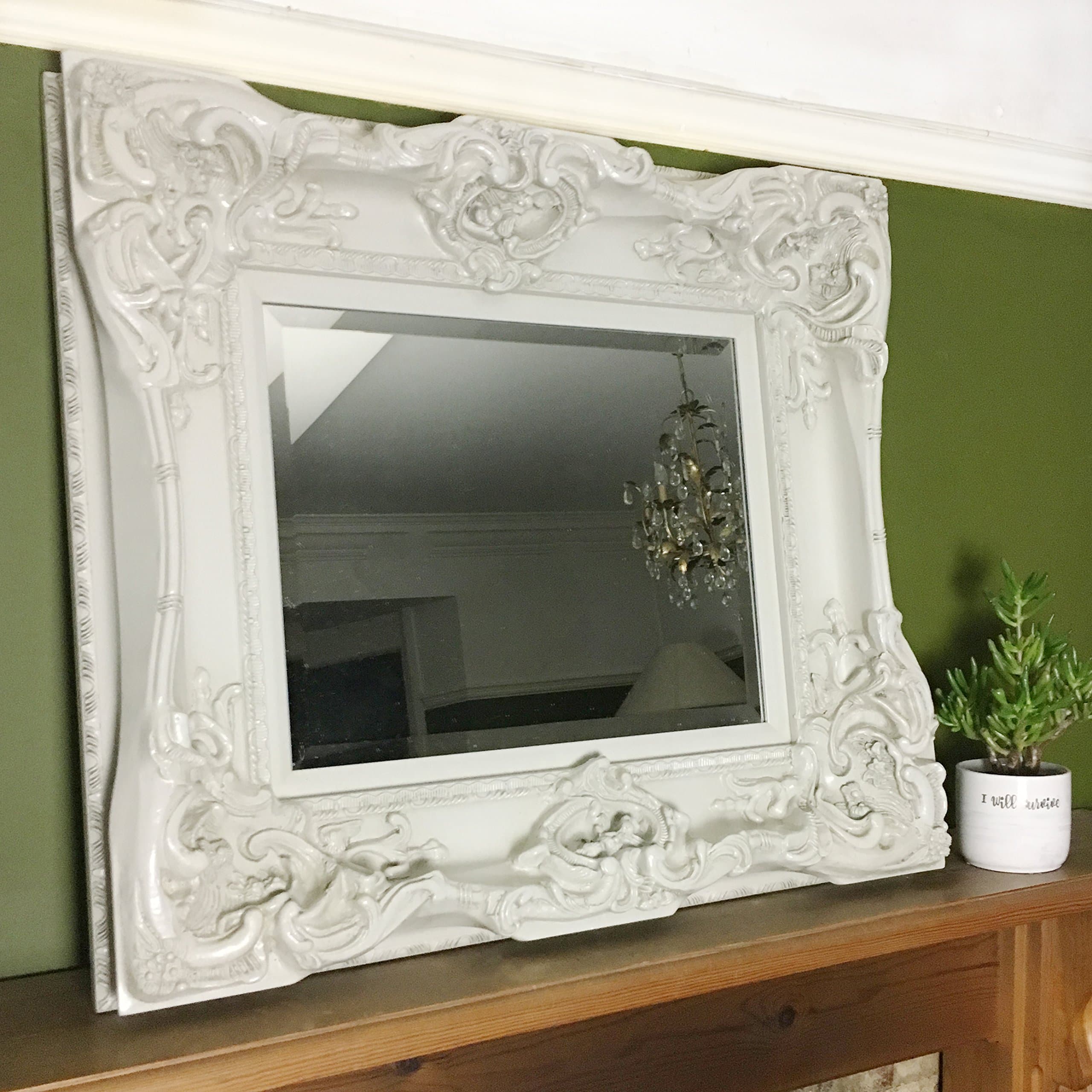 Ayers and Graces French Vintage Ivory Monaco Mirror (2ft 8" x 2ft 4")