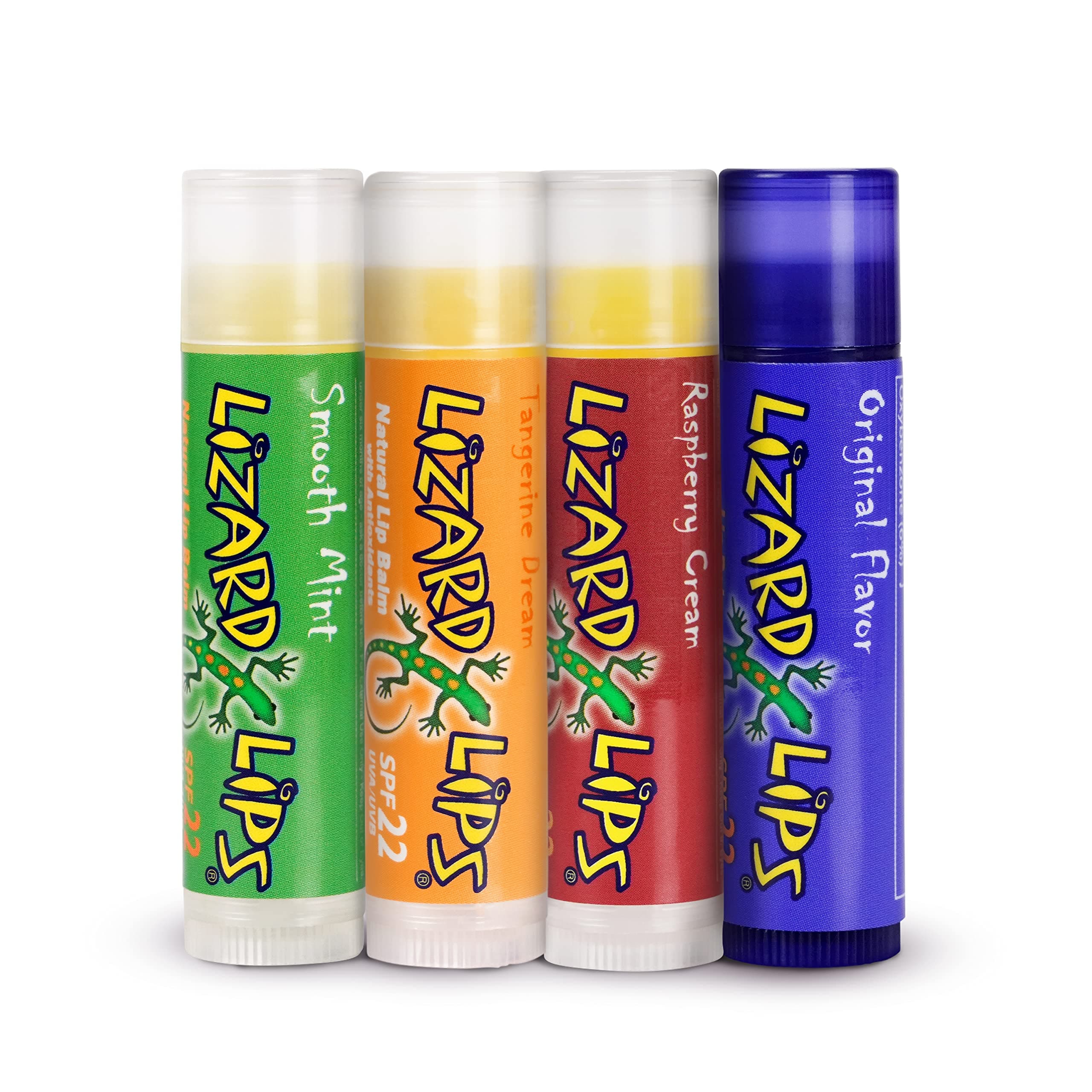 Lizard Lips SPF 22 Lip Balm - 4 Flavor Variety 4 Pack