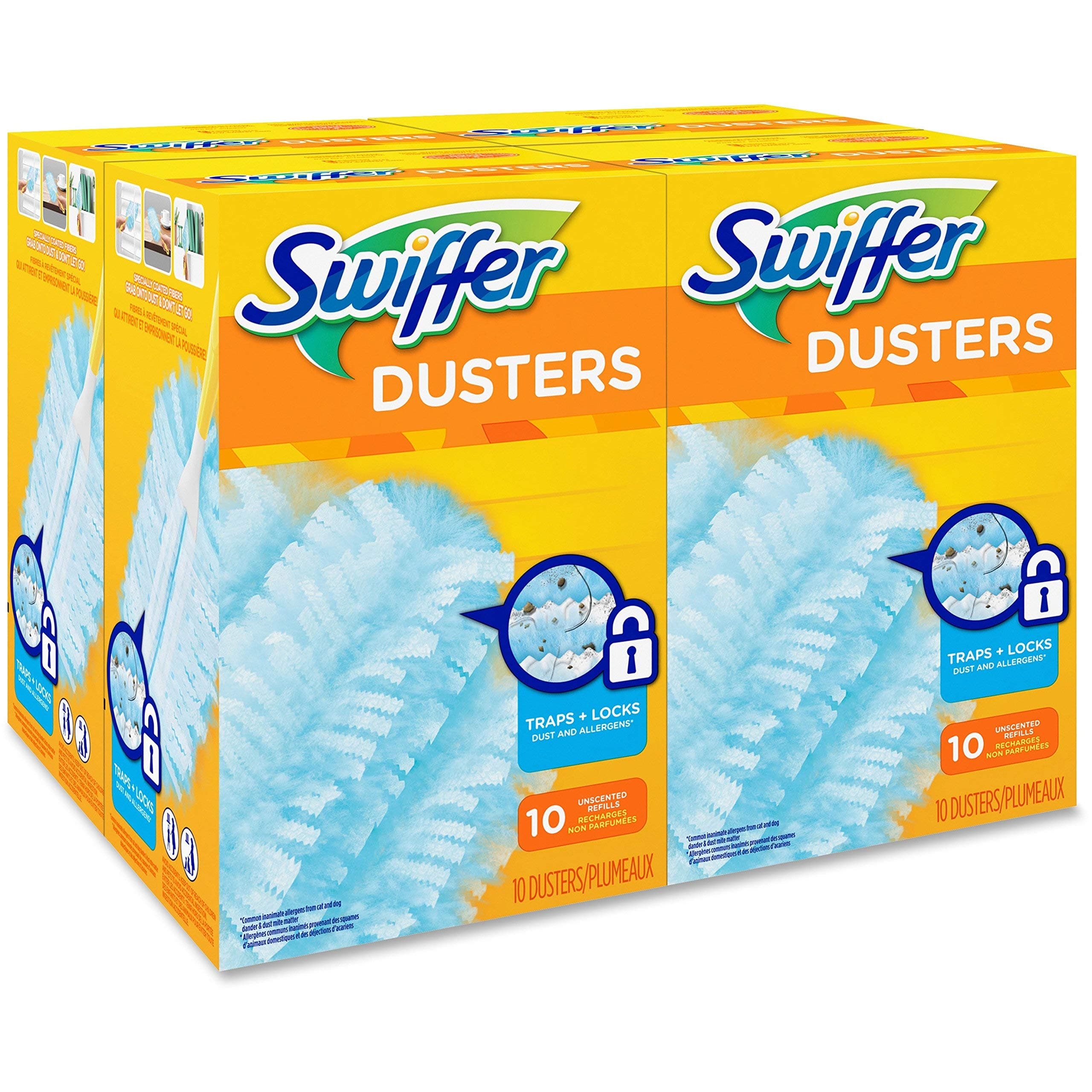 21459CT Refill Dusters, Dust Lock Fiber, Light Blue, Unscented, 10/Box, 4 Box/Carton