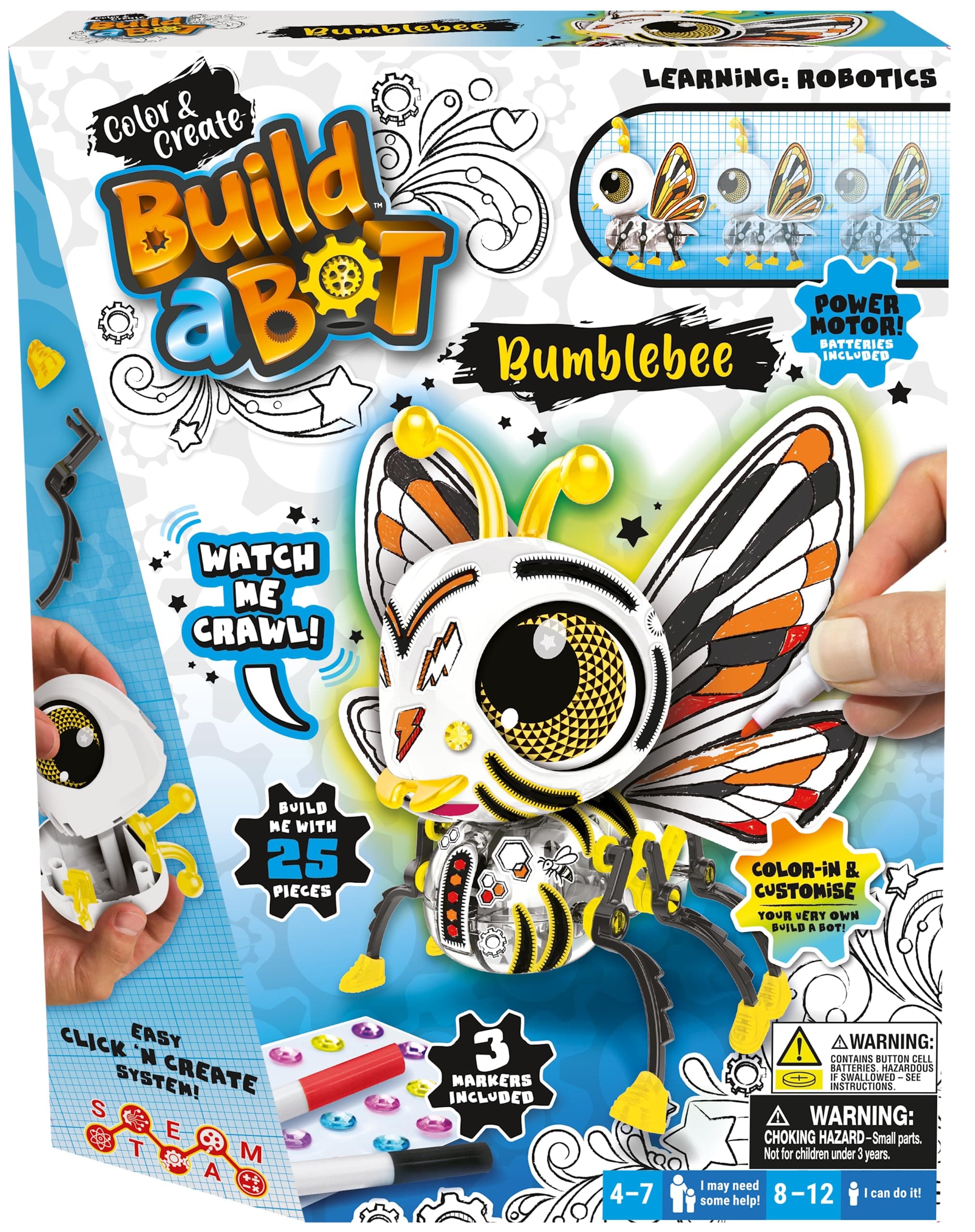 Build a Bot Color & Create Medium Bumblebee - Build Your Own Robotic Pet - Color & Customize