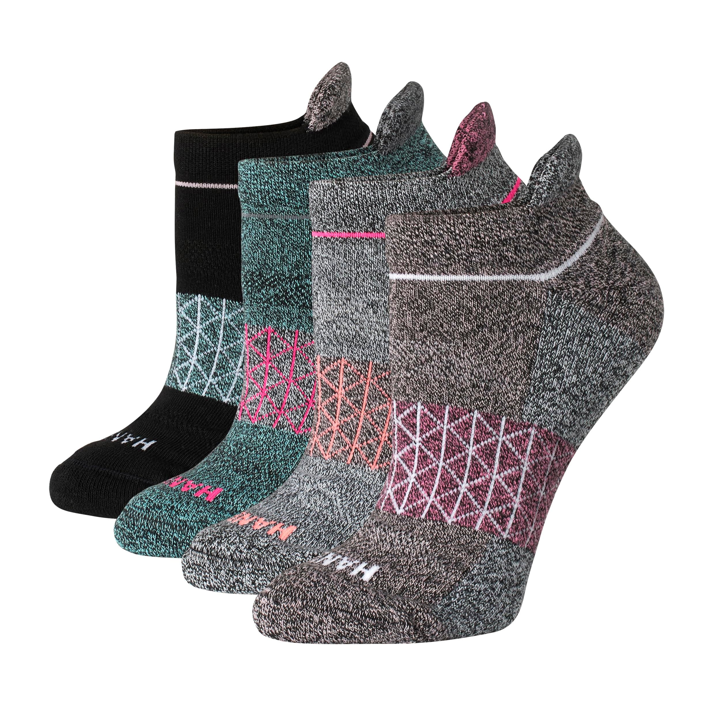 Hanes Women's Cushioned No Show Tab Socks, Absolute Active No Show Socks, Extended Sizes, 4-pairs Socks (pack of 4)