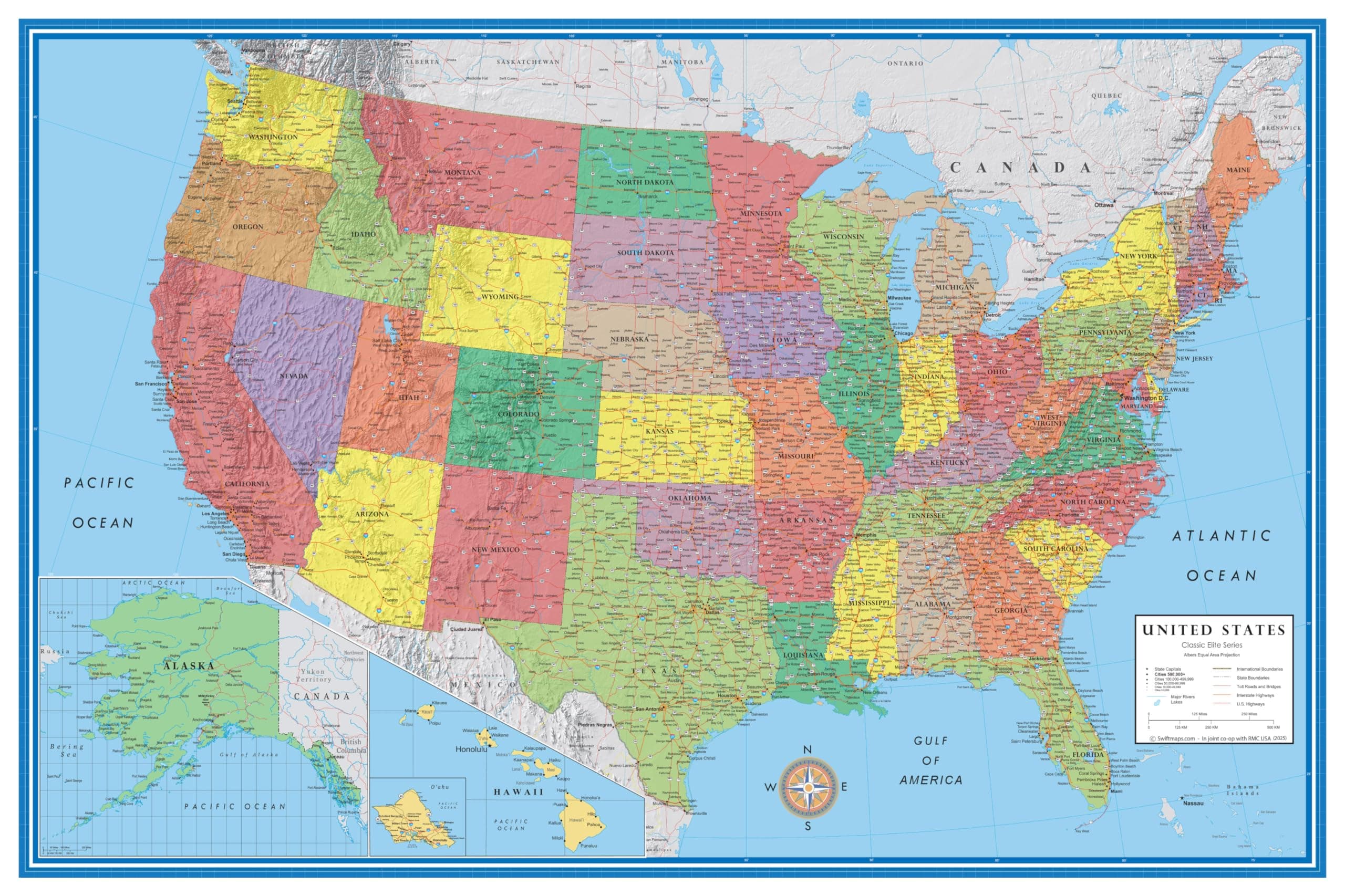 24x36 United States Classic Premier Laminated Wall Map Poster, New, Free Shippin