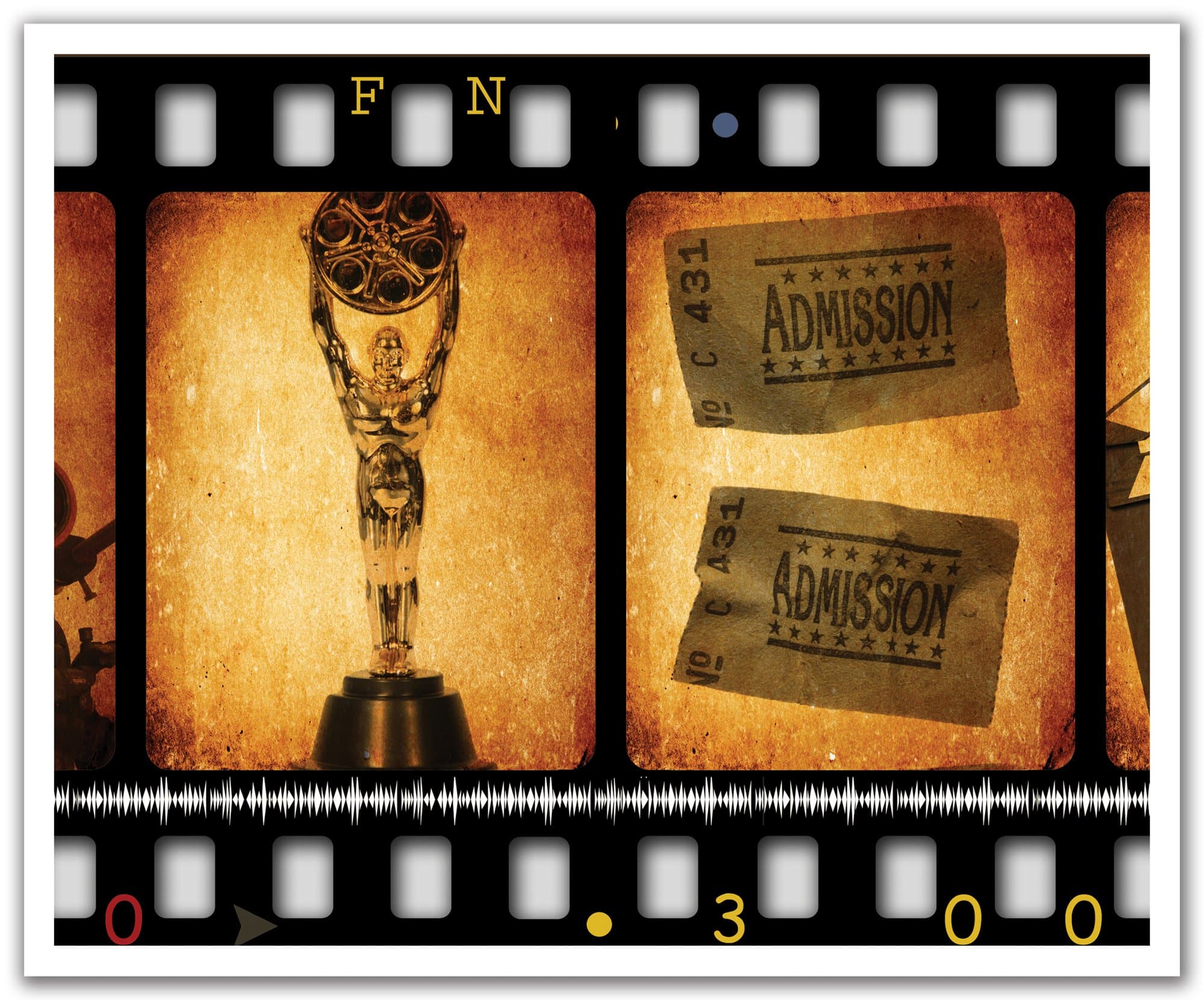 JP London Peel and Stick Removable Wall Decal Sticker Mural, Retro Filmstrip Hollywood, 24 by 19.75-Inch