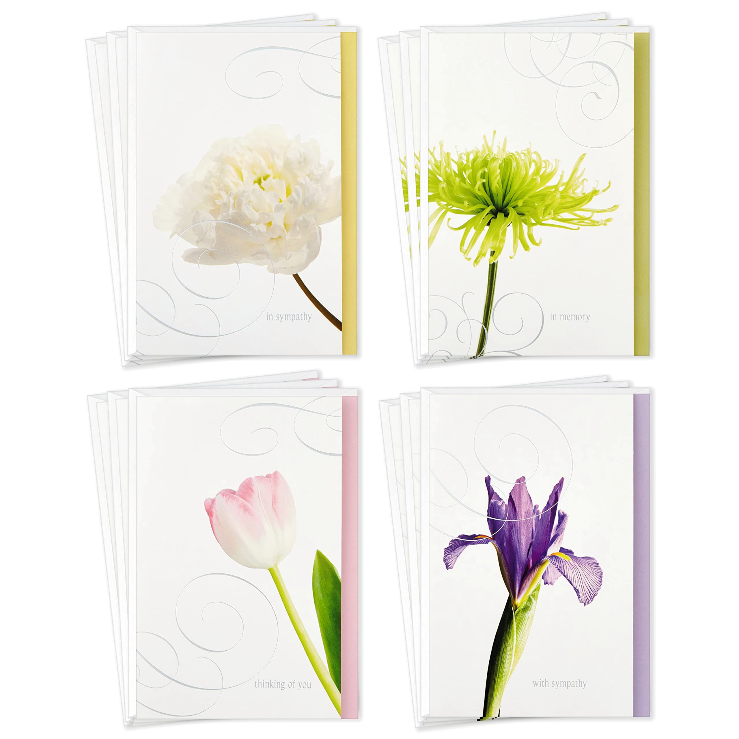 (Flowers) - Assorted Sympathy Greeting Cards (Flowers, 12 Cards and Envelopes)