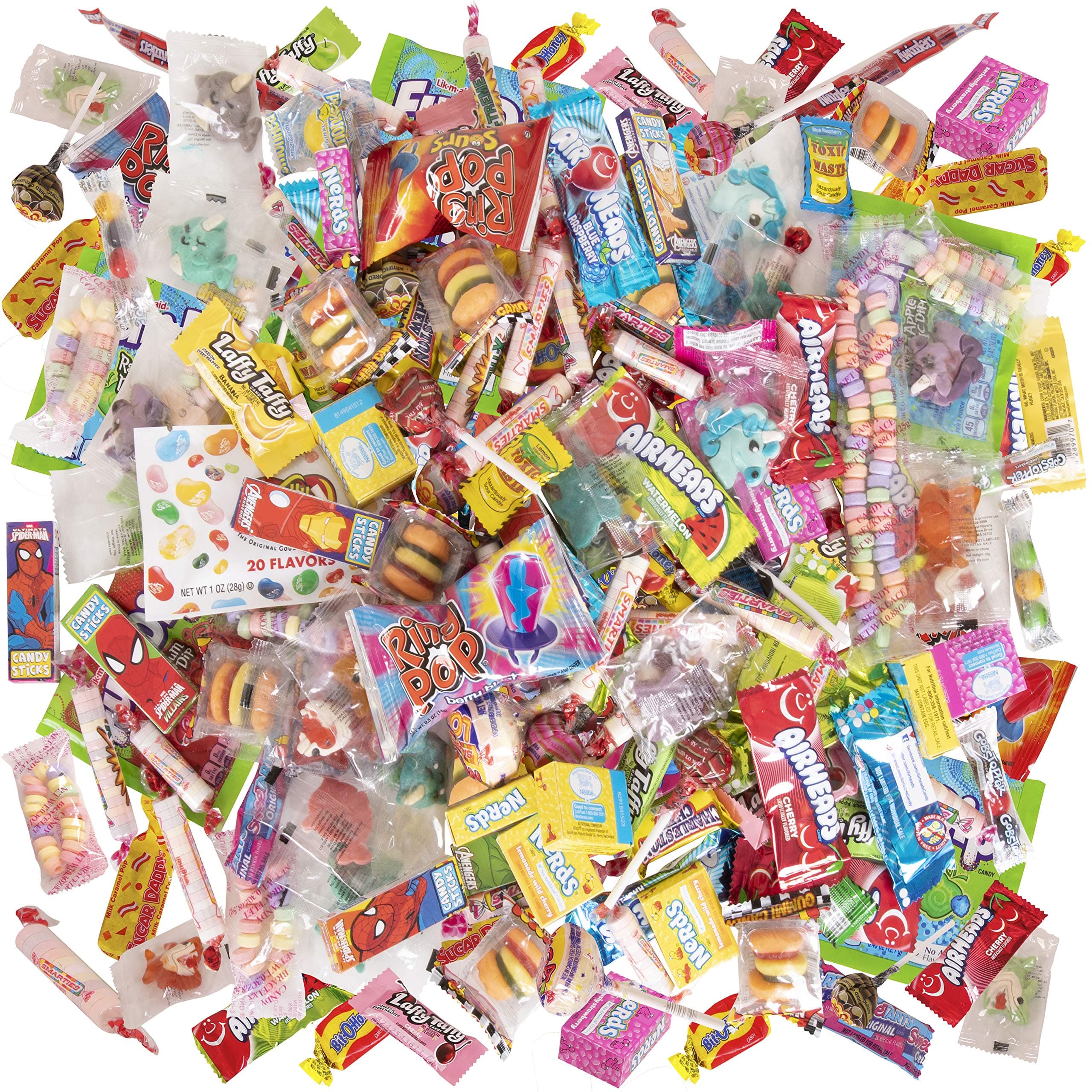 Narwhal Novelties, Pinata Candy or Halloween Candy Assortment (100-Pack) Assorted Candy; Twizzlers, Sour Patch, Nerds, Laffy Taffy, Smarties, Air Heads; Bulk Candy